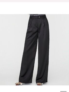 J. Crew Gracie Collection Black High-Rise Wide-Leg Pants Trousers Sz 8 NWT
